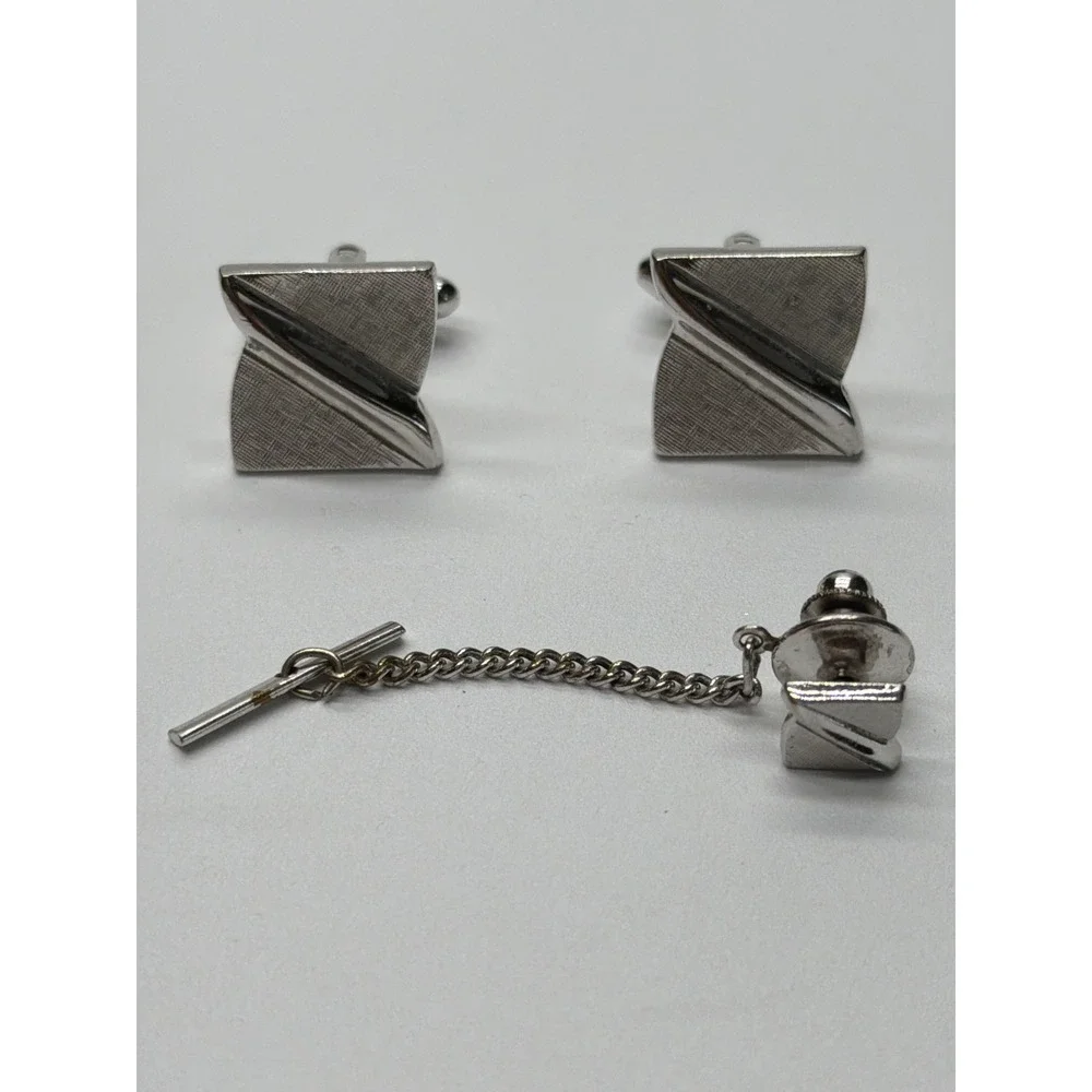 Mens Vintage Cufflinks Cuff Links Swank Silver Tone 3/4